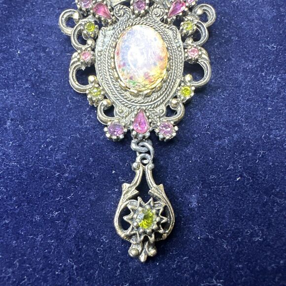 Vintage Sarah Coventry‎ CONTESSA Brooch Pin Faux Opal & Rhinestone - Picture 3 of 7